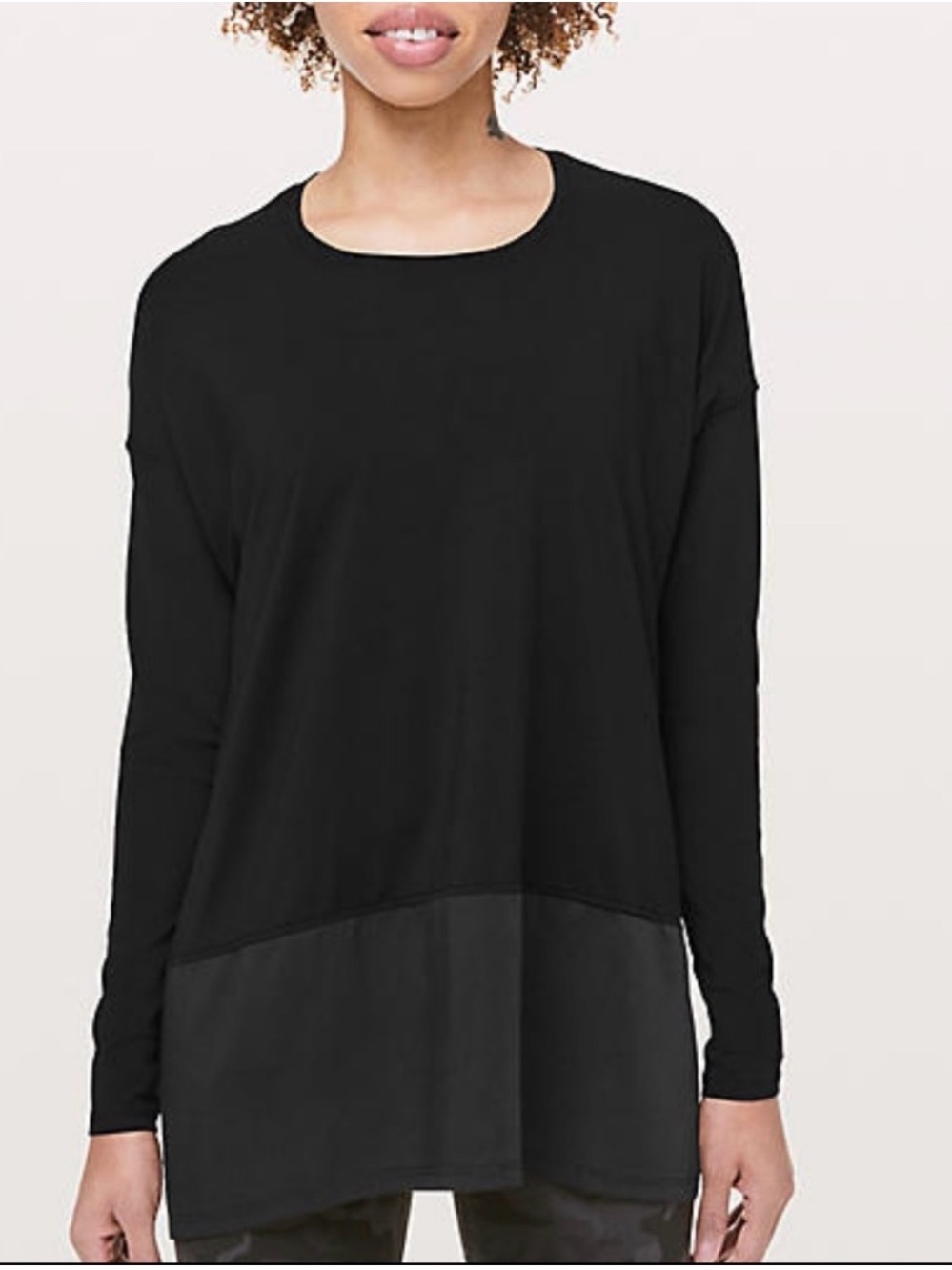 lululemon athletica Black Long-Sleeve Layered Hem Top